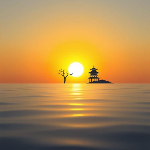 Japanese Golden Sky Silvery Ocean