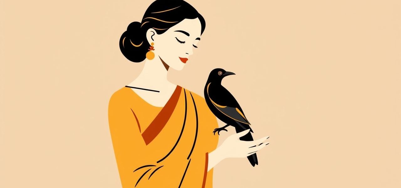 Lady with Myna Bird Painting UPSC