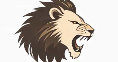 Lion Snarling Side View