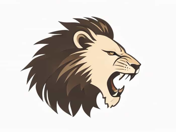 Lion Snarling Side View