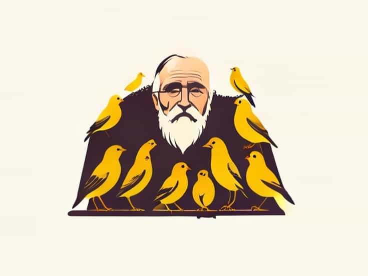 Old Man With 7 Yellow Canaries