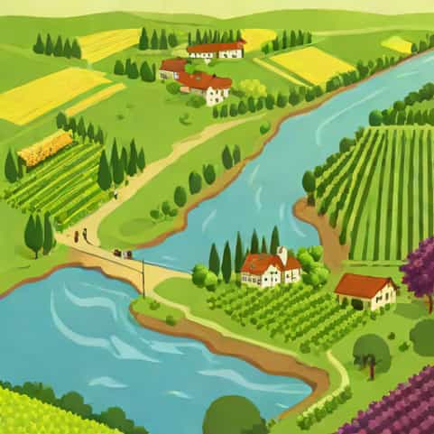 River Alongside Many German Vineyards
