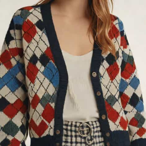 Zara Argyle Knit Cardigan